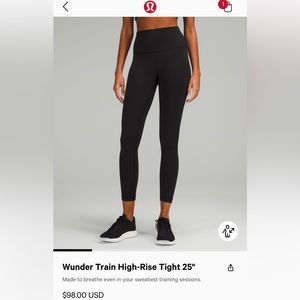 Lululemon Wunder Train Hi-Rise Tight 25”